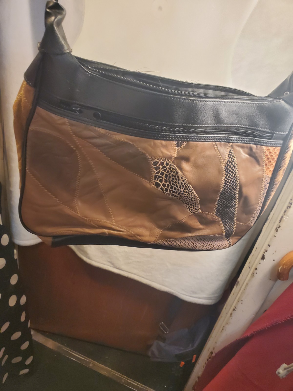 Brown Black Patchwork Shoulder Bag - photo 5