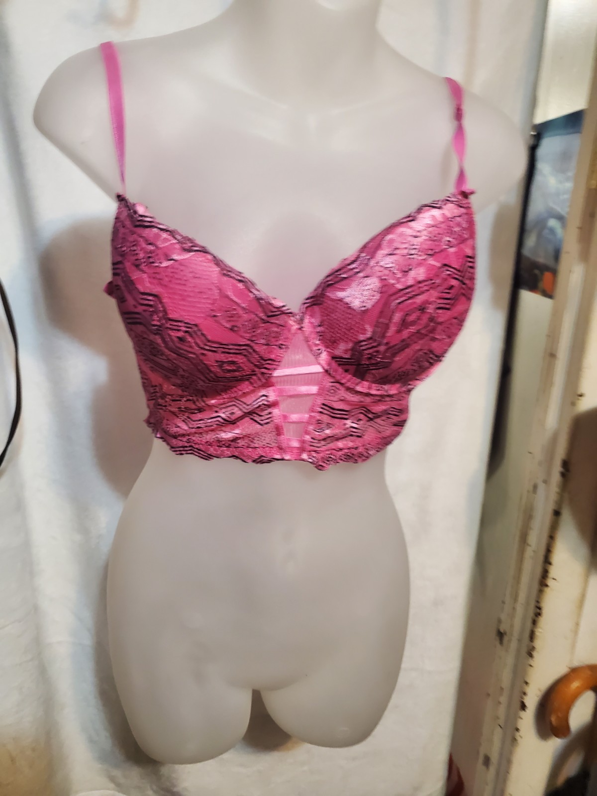 Kiss & Tell Magenta Lace Longline Bra 34D
