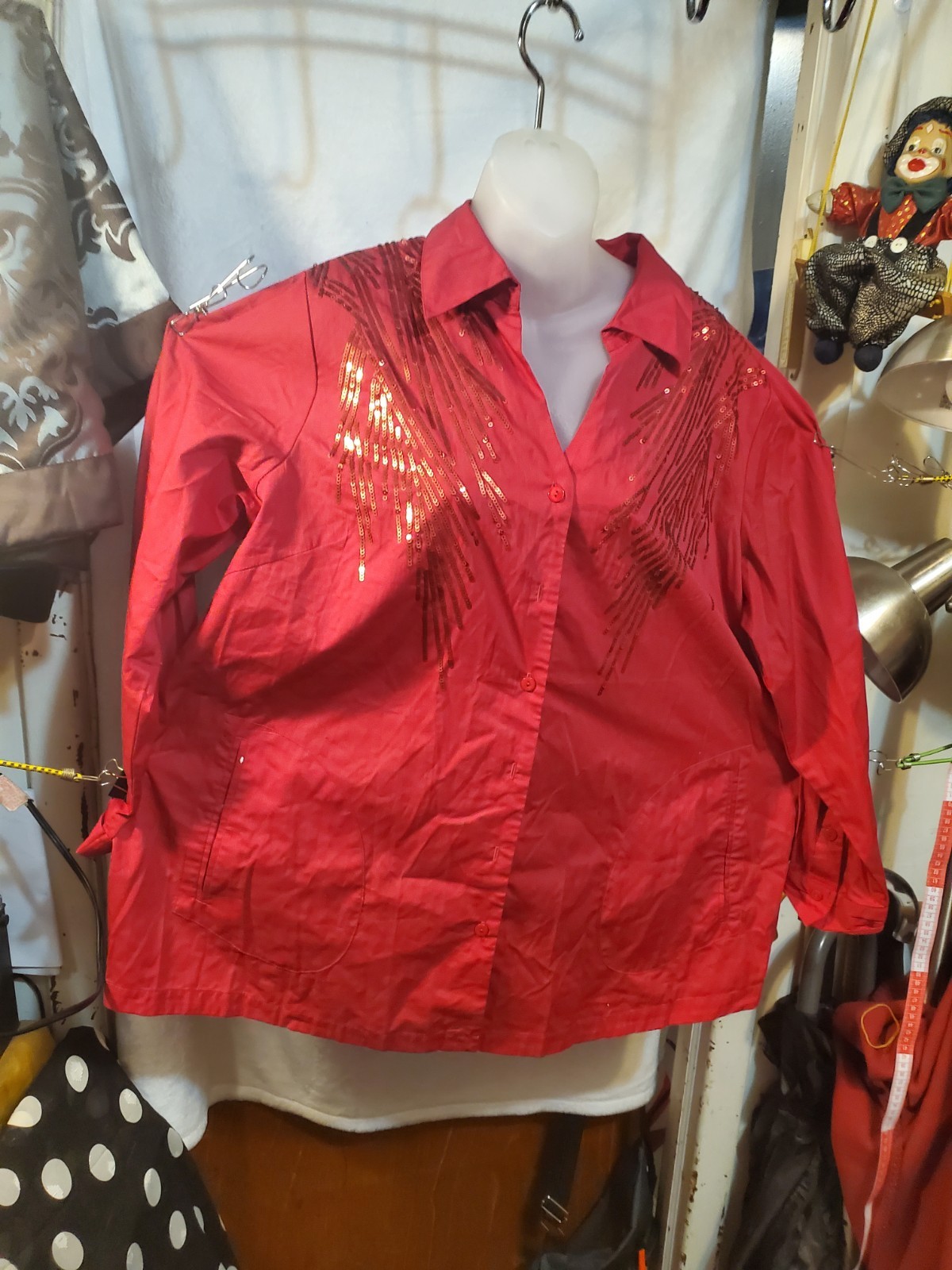 Joan Rivers Red Sequin Blouse - Plus Size 2X