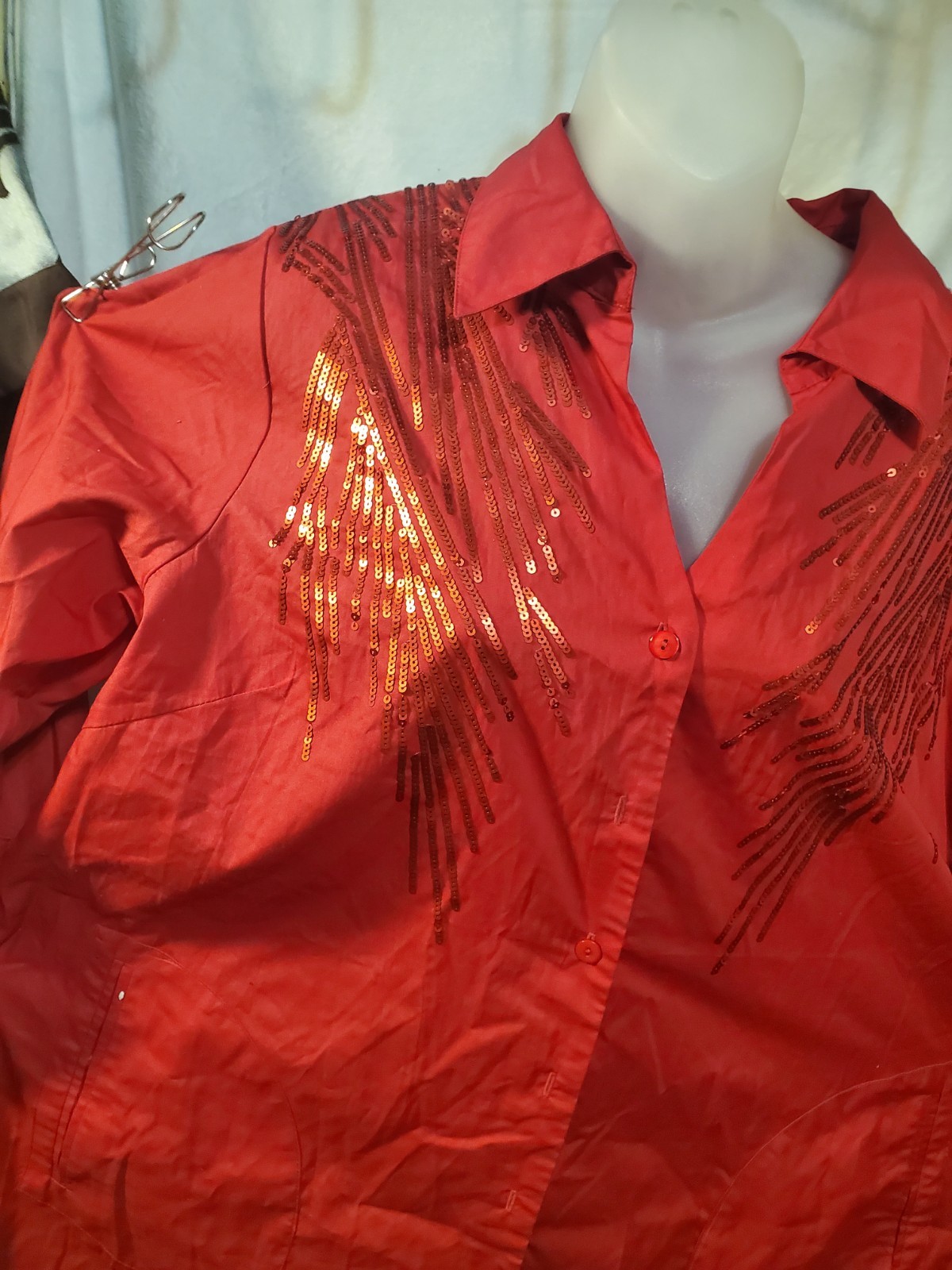 Joan Rivers Red Sequin Blouse - Plus Size 2X - photo 3