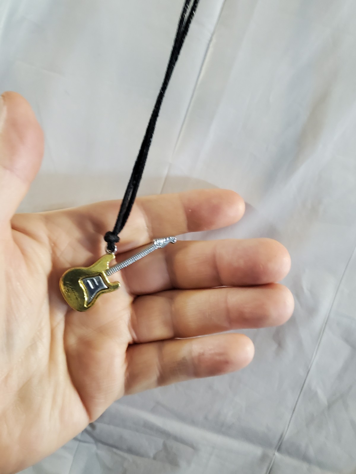 Gold Silver Black Guitar Pendant Necklace Music Dance Theme - photo 3