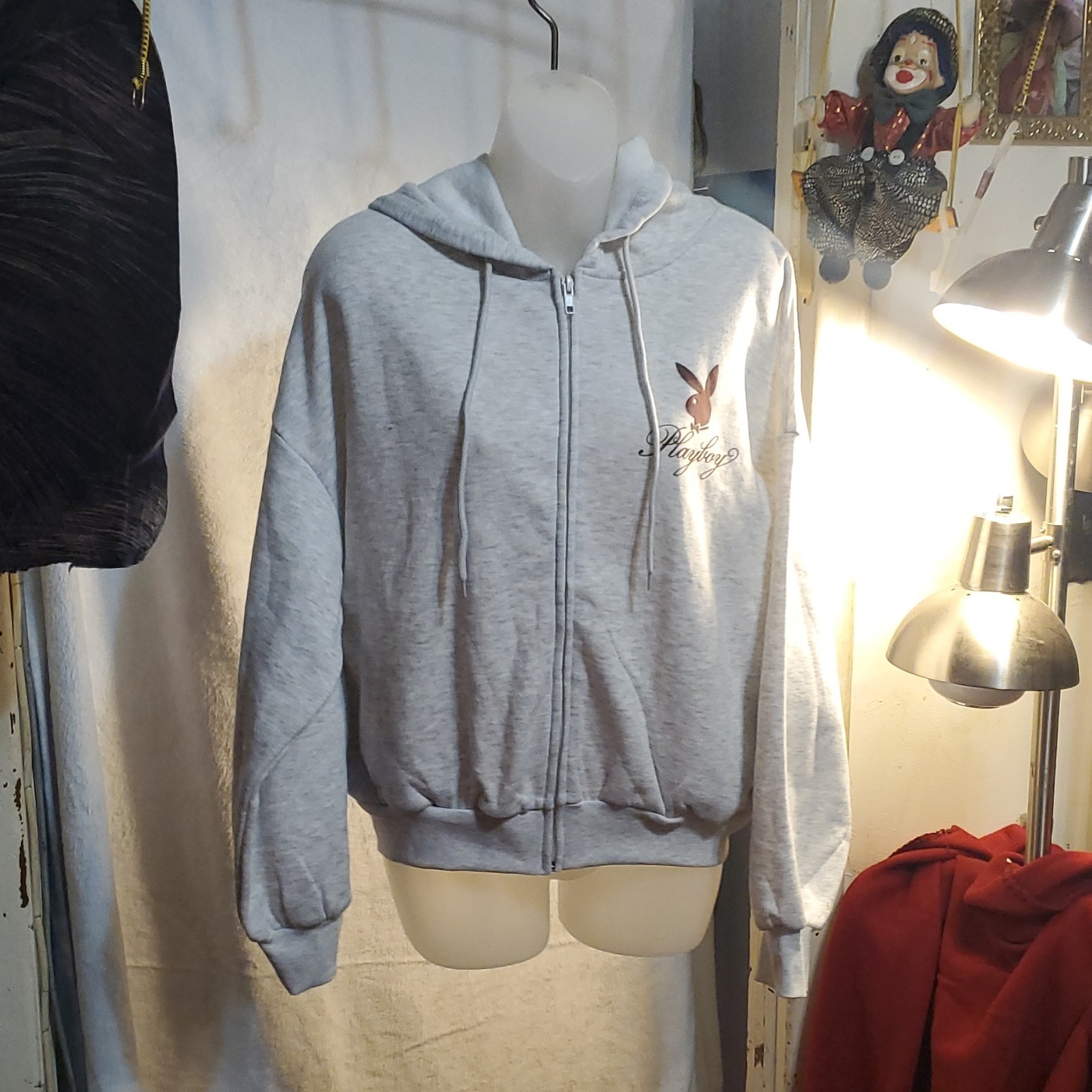 Playboy Women's Gray Fleece Hoodie - Size S