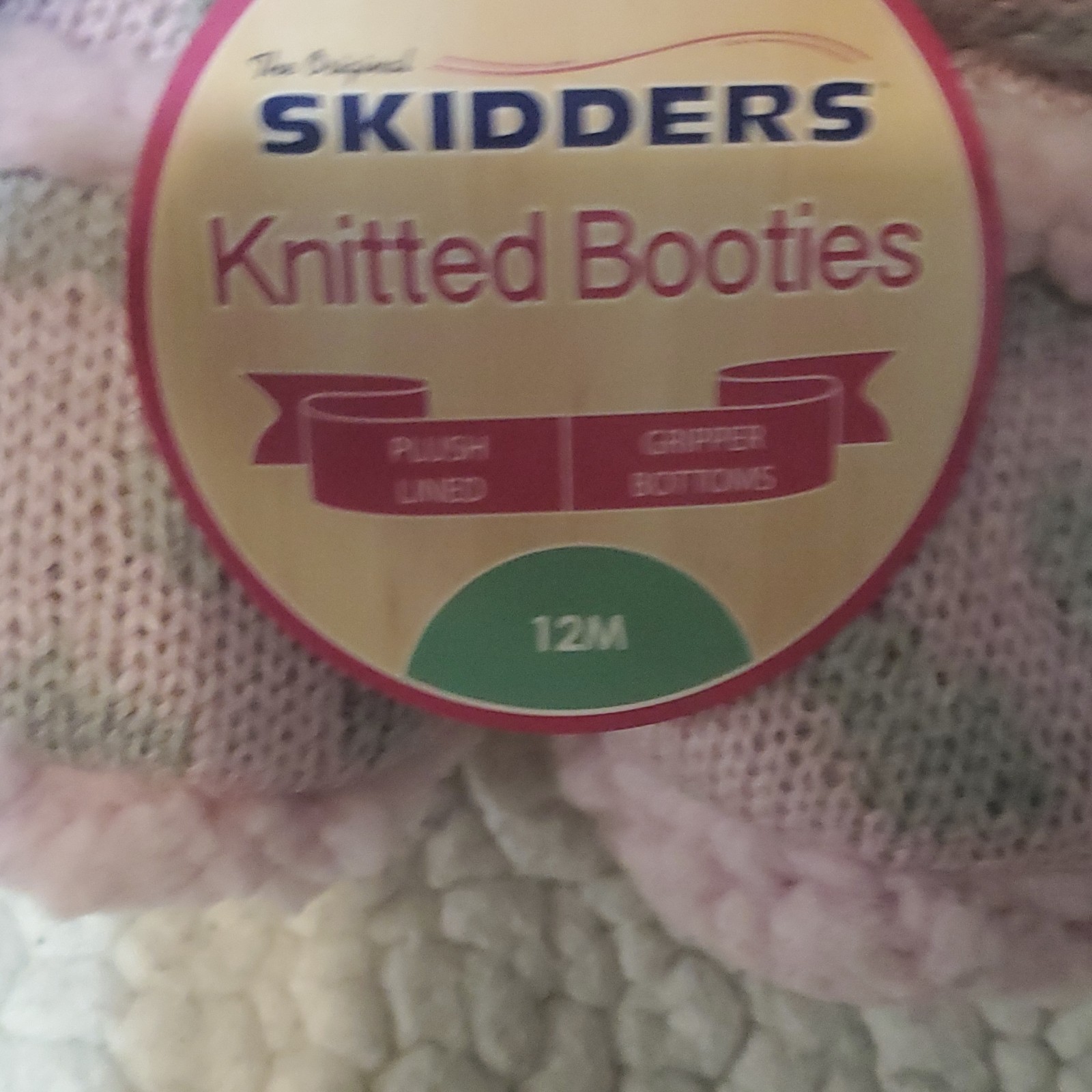 Skidders Knitted Booties Pink Polka Dot Fur Trim - photo 3