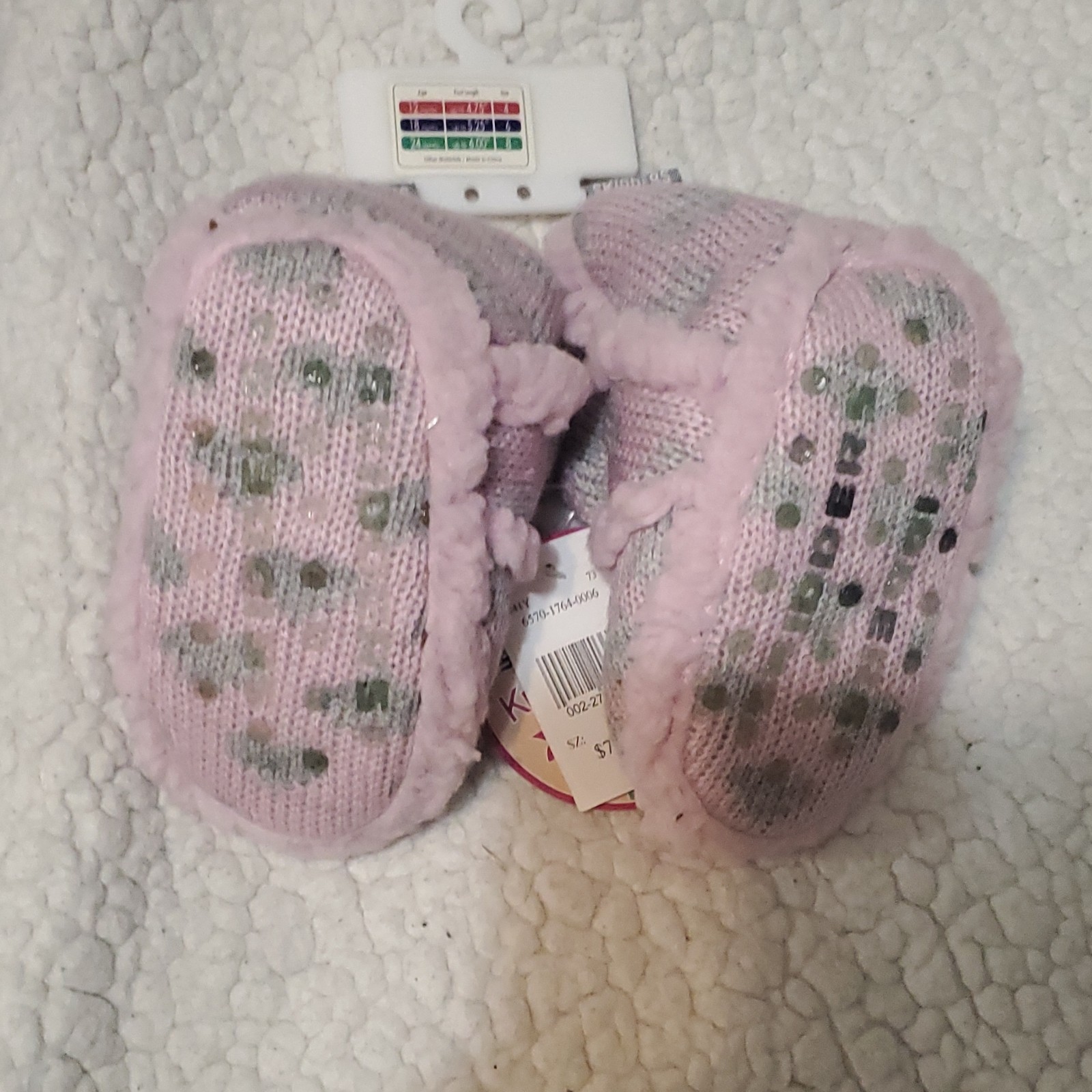 Skidders Knitted Booties Pink Polka Dot Fur Trim - photo 5