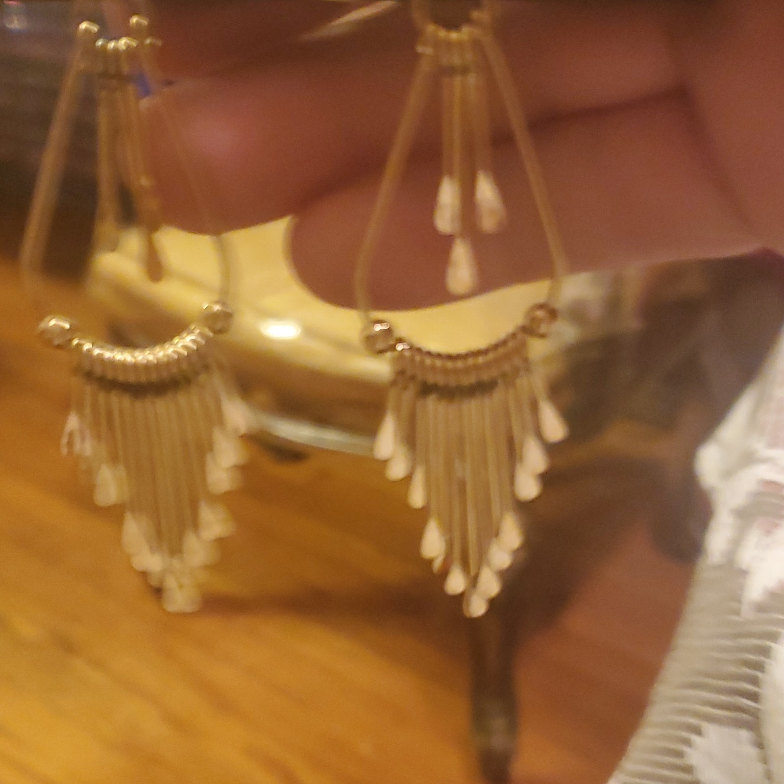 Rainbow Gold Tone Dangle Drop Asymmetrical Earrings Metal Hook L