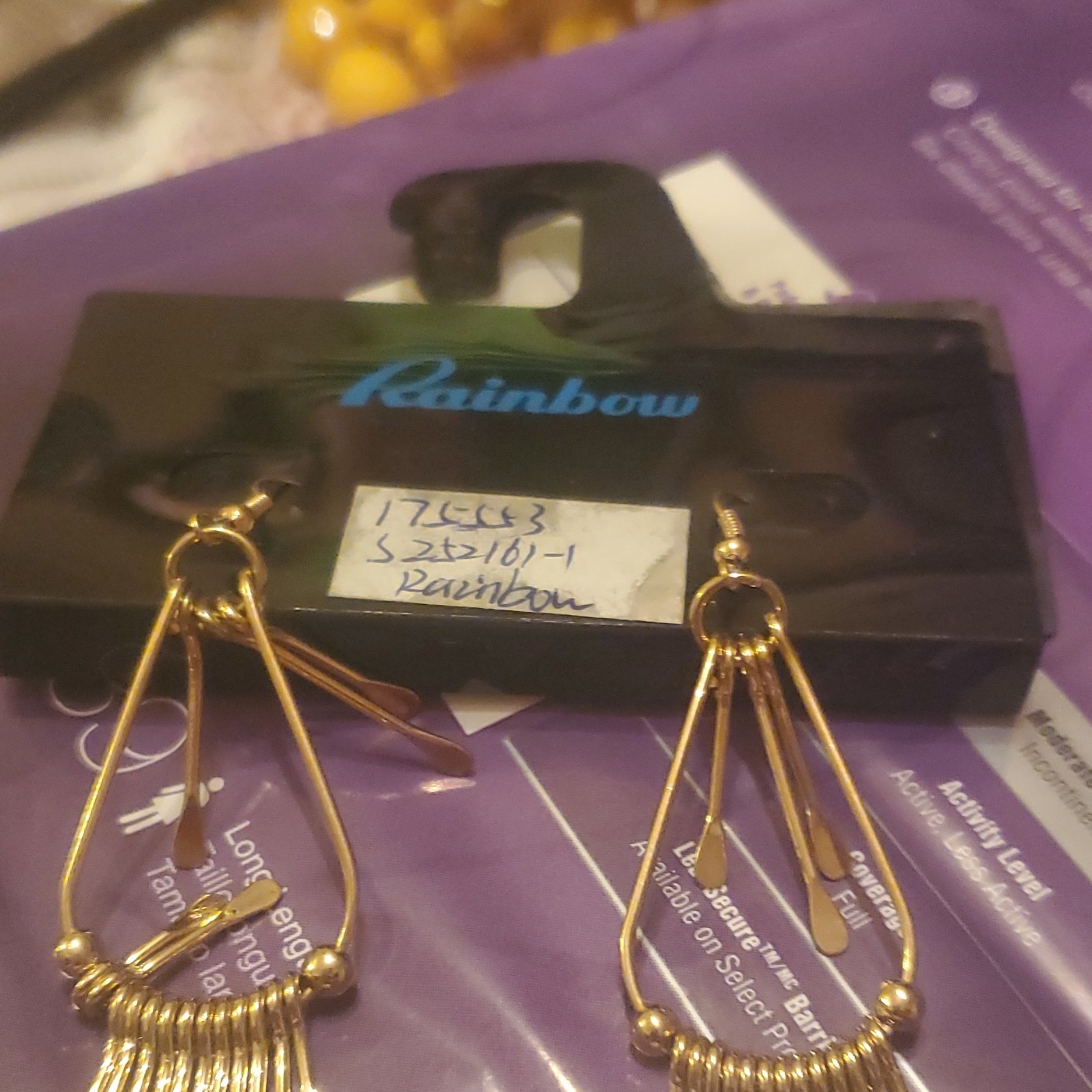 Rainbow Gold Tone Dangle Drop Asymmetrical Earrings Metal Hook L - photo 2