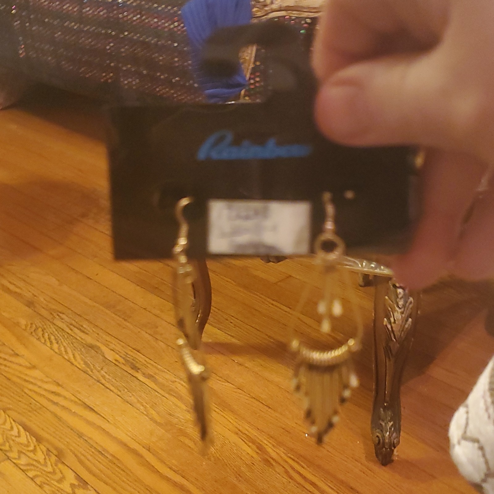Rainbow Gold Tone Dangle Drop Asymmetrical Earrings Metal Hook L - photo 3