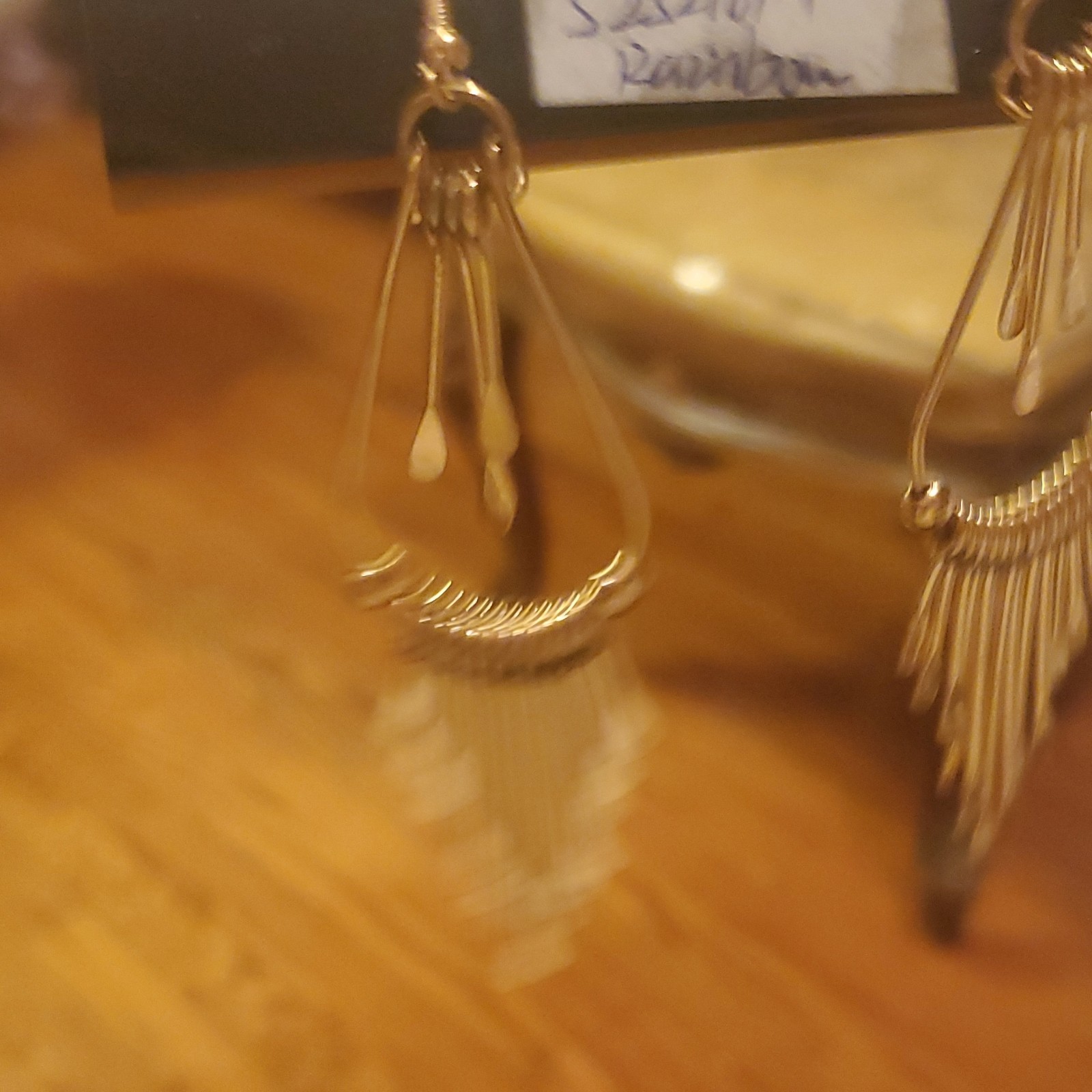 Rainbow Gold Tone Dangle Drop Asymmetrical Earrings Metal Hook L - photo 4