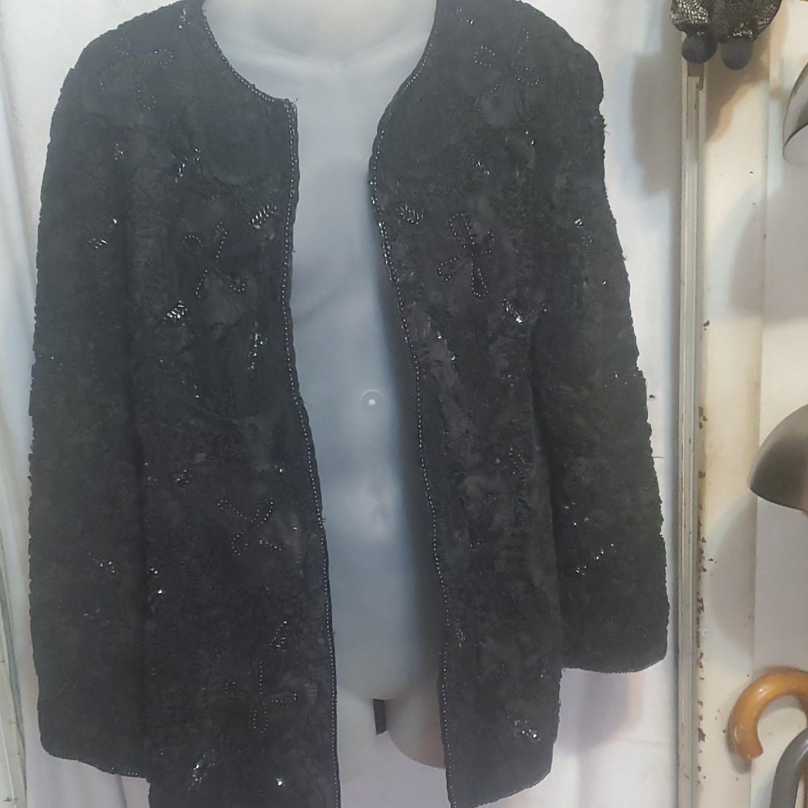 Zenith Fashions Black Beaded Jacket Long Sleeve Women Size S