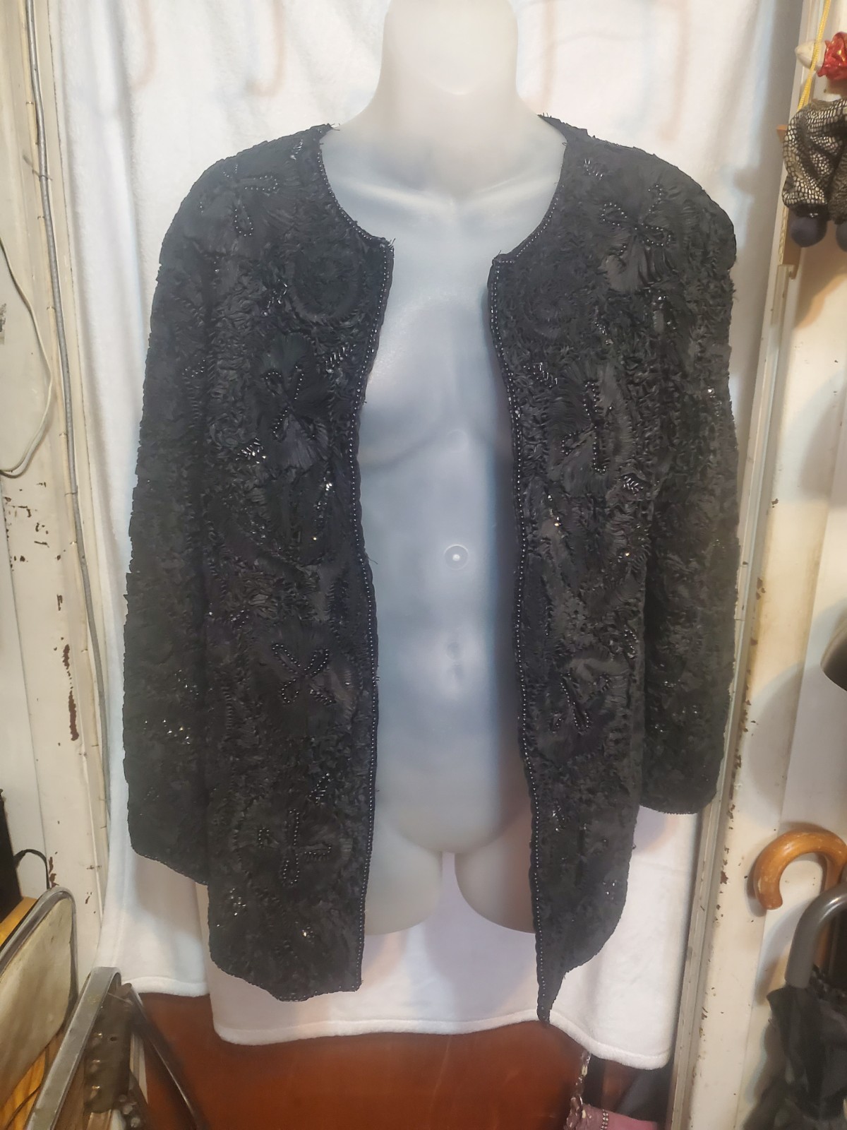 Zenith Fashions Black Beaded Jacket Long Sleeve Women Size S - photo 3