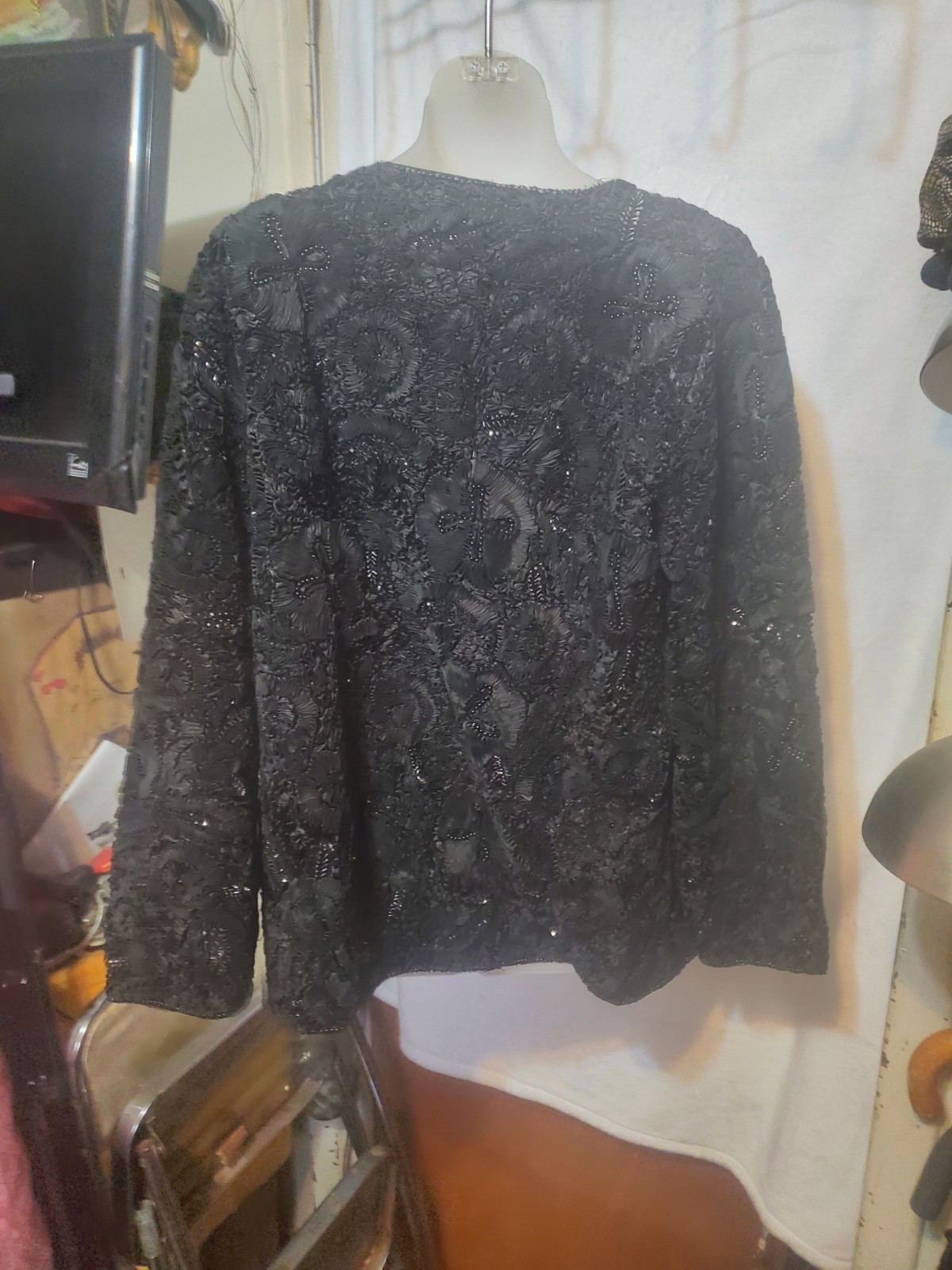 Zenith Fashions Black Beaded Jacket Long Sleeve Women Size S - photo 4