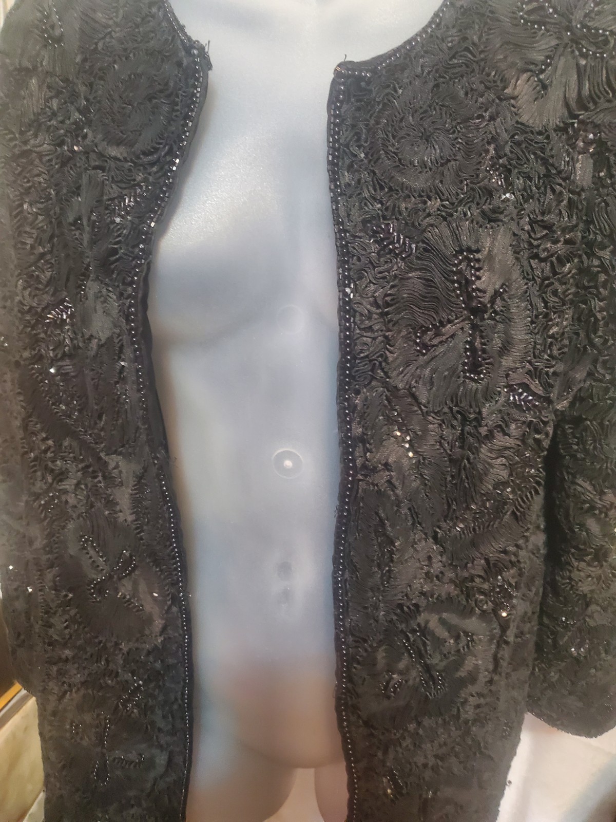 Zenith Fashions Black Beaded Jacket Long Sleeve Women Size S - photo 5