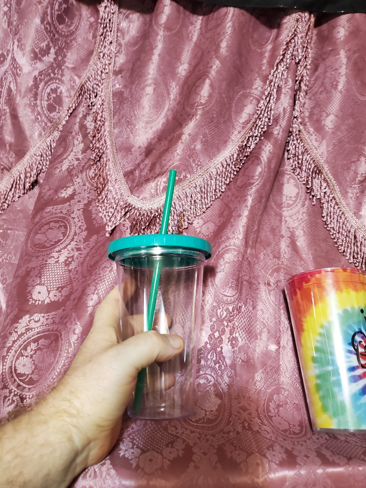 Clear Plastic Tumbler with Green Lid and Straw - photo 5