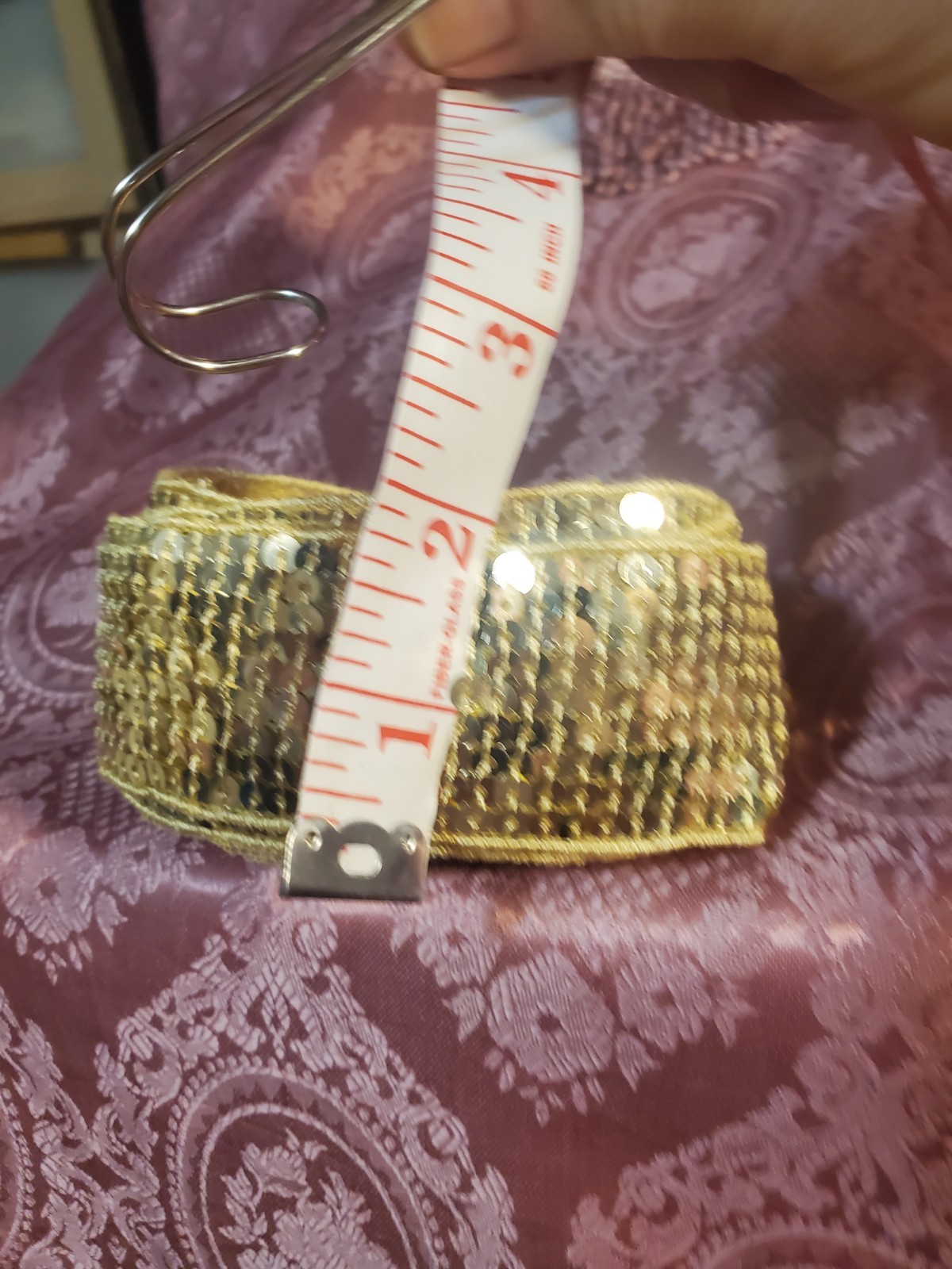 Gold Beaded Sequined Trim Ribbon 2" Wide 180" Long for Crafts - photo 2