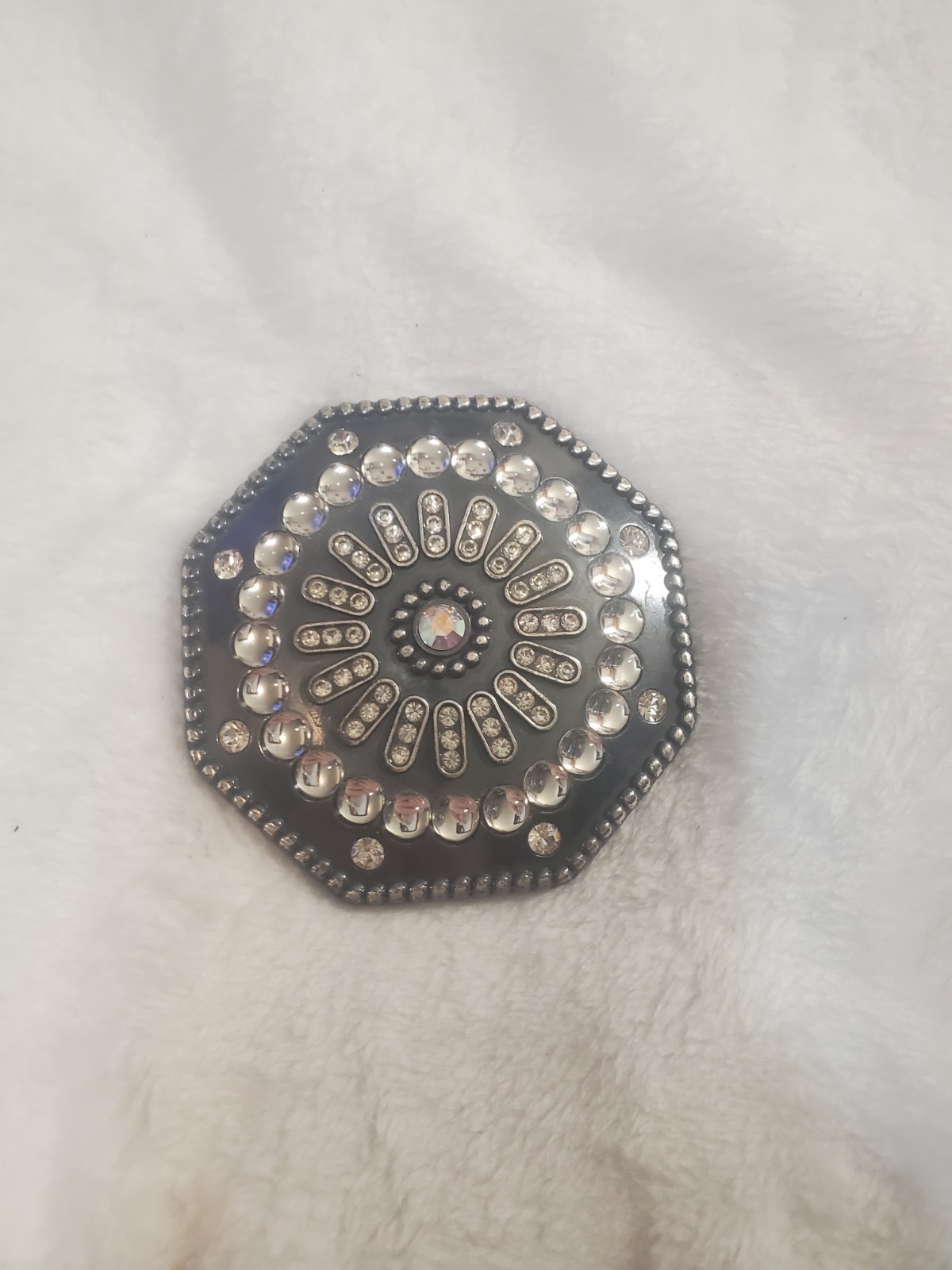 Silver Geometric Rhinestone Clip Belt Buckle for Women - photo 5