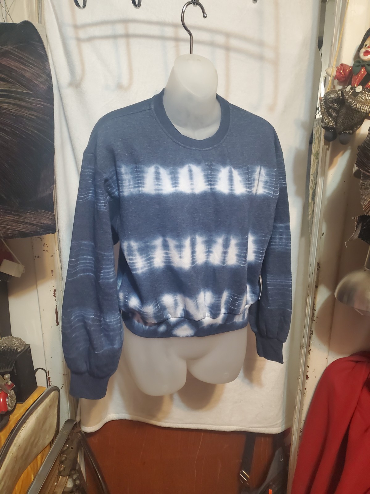 C'est Toi Blue White Tie Dye Pullover Sweatshirt Women's M - photo 2