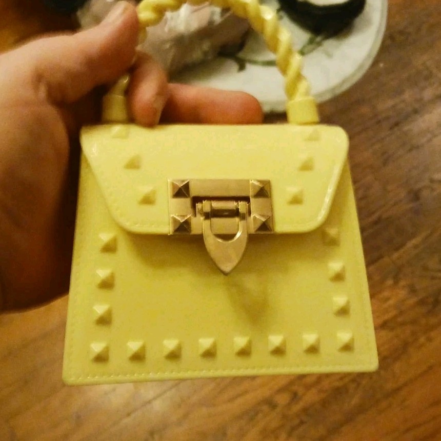 Yellow Plastic Studded Doll Bag Accessory