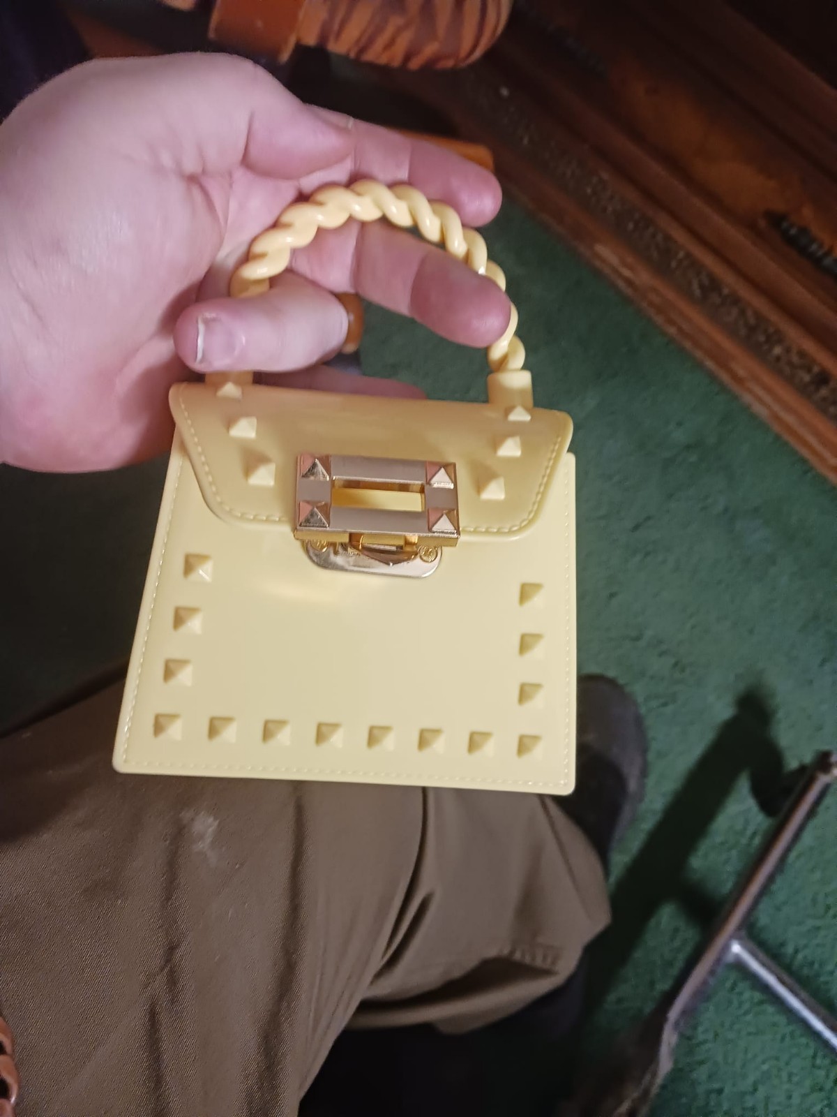 Yellow Plastic Studded Doll Bag Accessory - photo 3