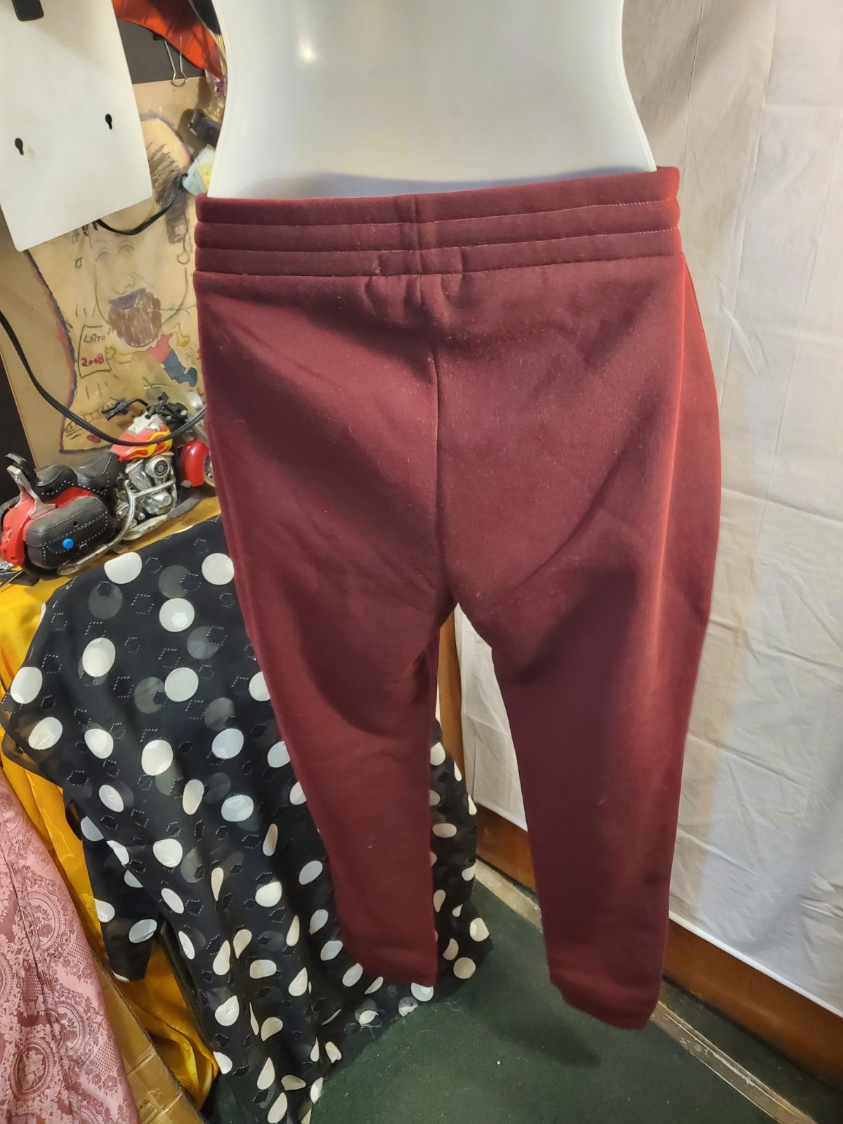 Love Burgundy Size M Sweatpants Drawstring Tapered Leg Elastic W - photo 4