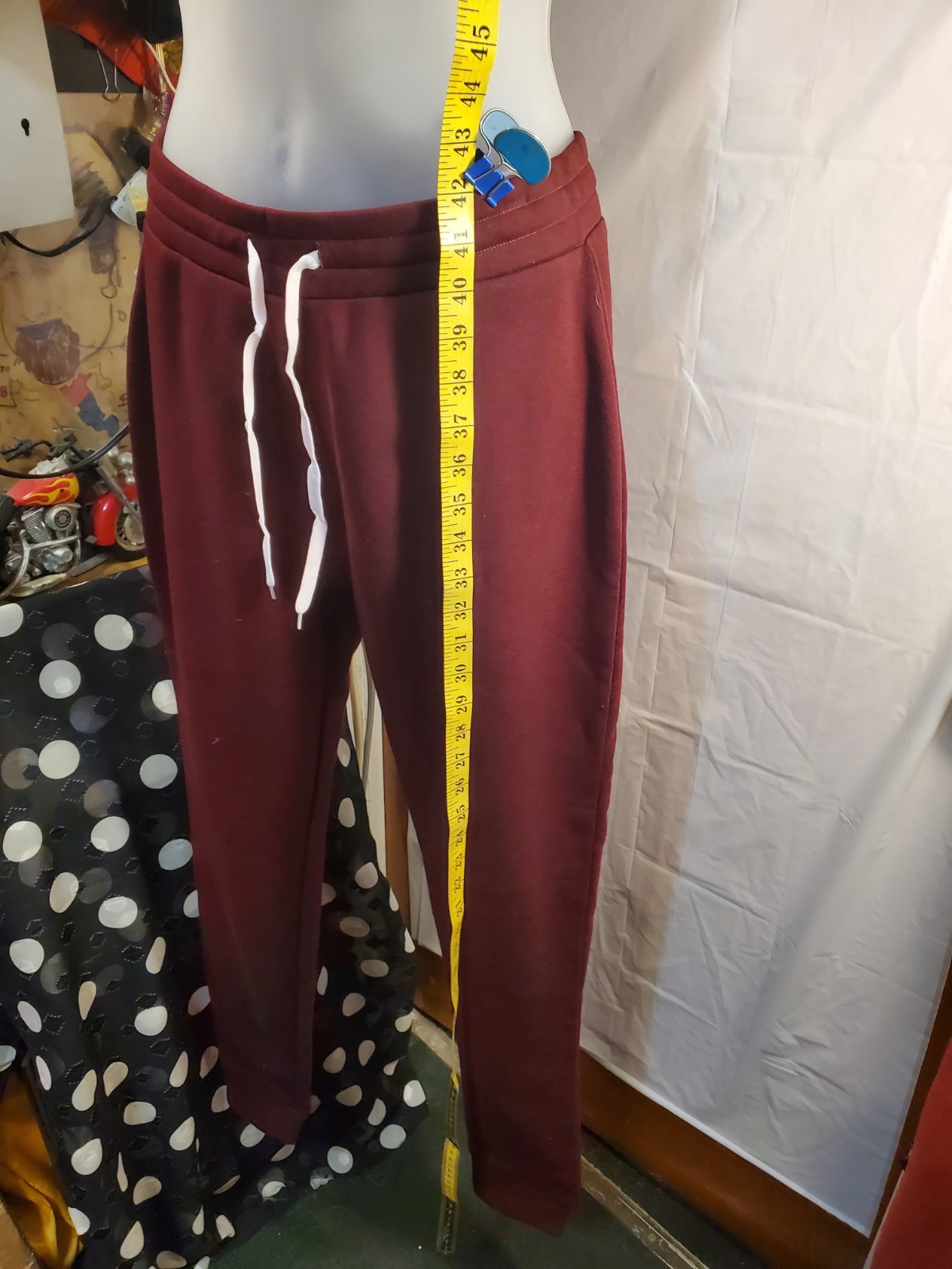 Love Burgundy Size M Sweatpants Drawstring Tapered Leg Elastic W - photo 5
