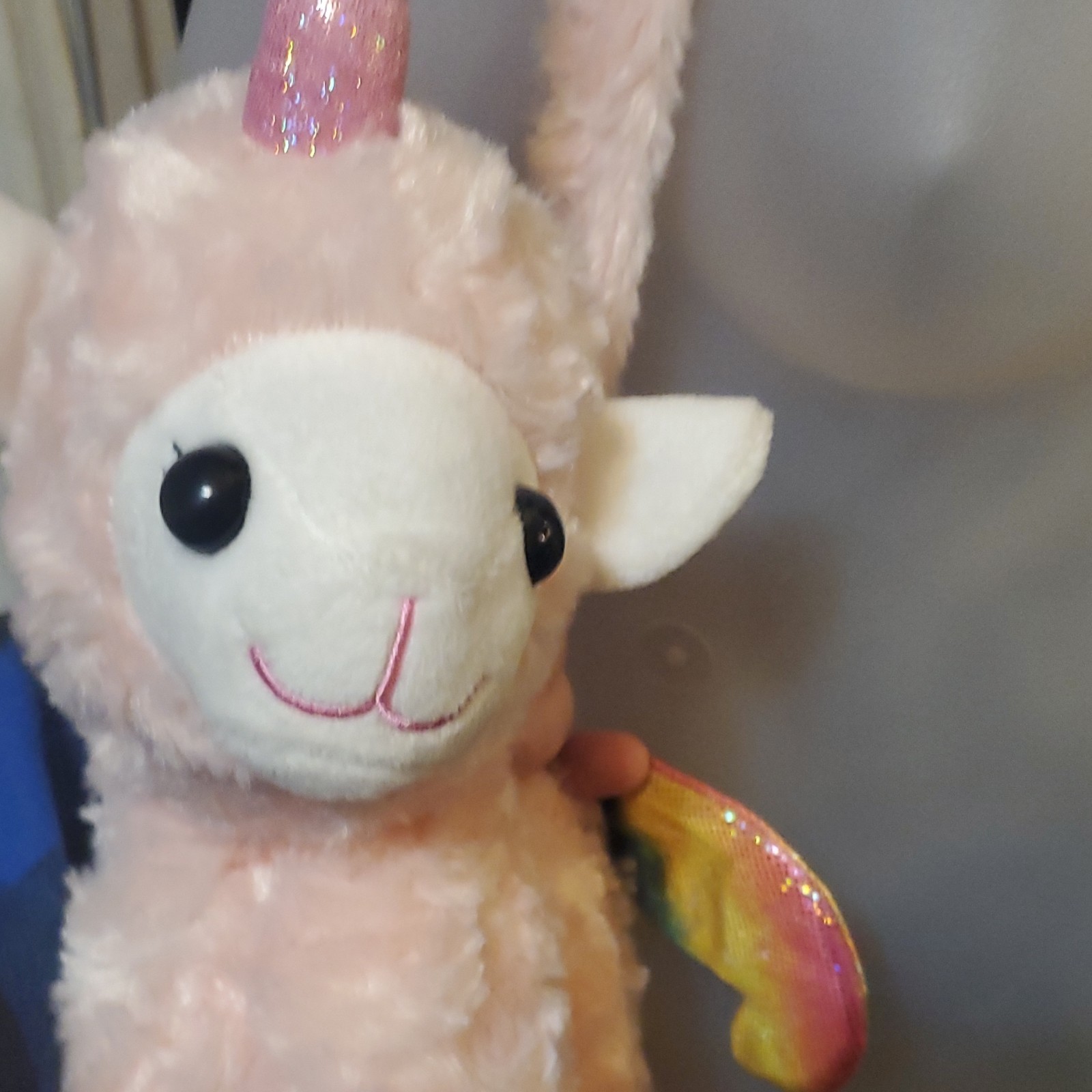 Pink Unicorn Plush Kids Backpack Rainbow Wings Zipper Adjustable - photo 2