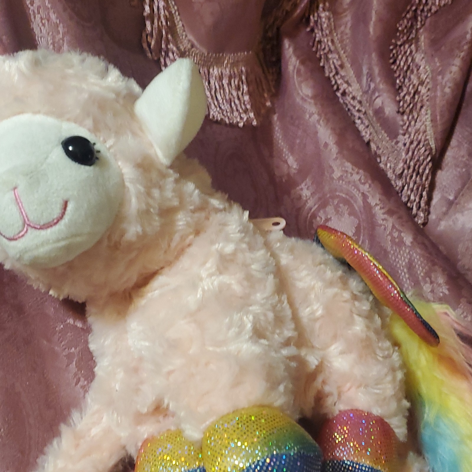 Pink Unicorn Plush Kids Backpack Rainbow Wings Zipper Adjustable - photo 5