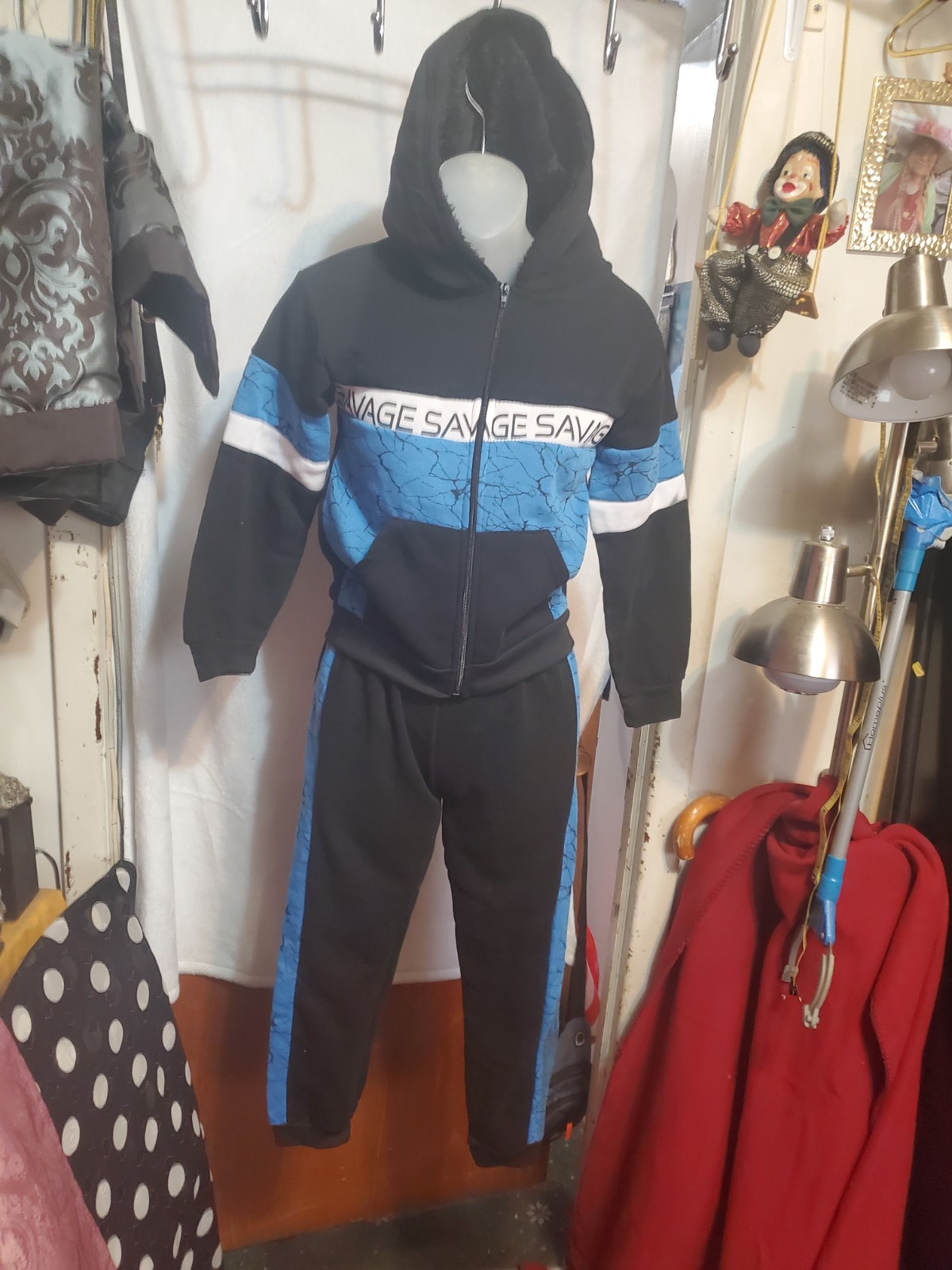 Quad Seven Boys Crackle Sweatsuit Set Hoodie Pants Size 8/10