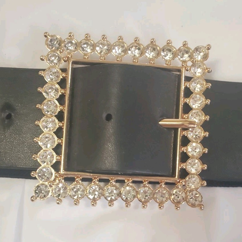 W Accessories Black Belt Plus Size L-1X2X Adjustable 28"-36" Rhi
