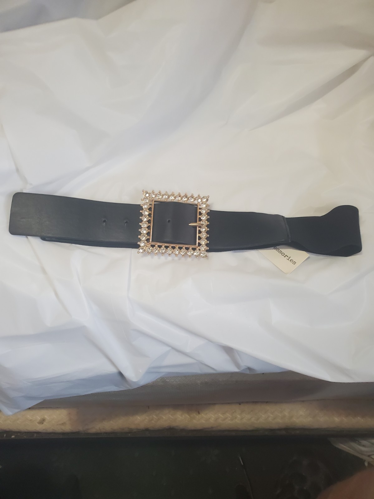 W Accessories Black Belt Plus Size L-1X2X Adjustable 28"-36" Rhi - photo 2