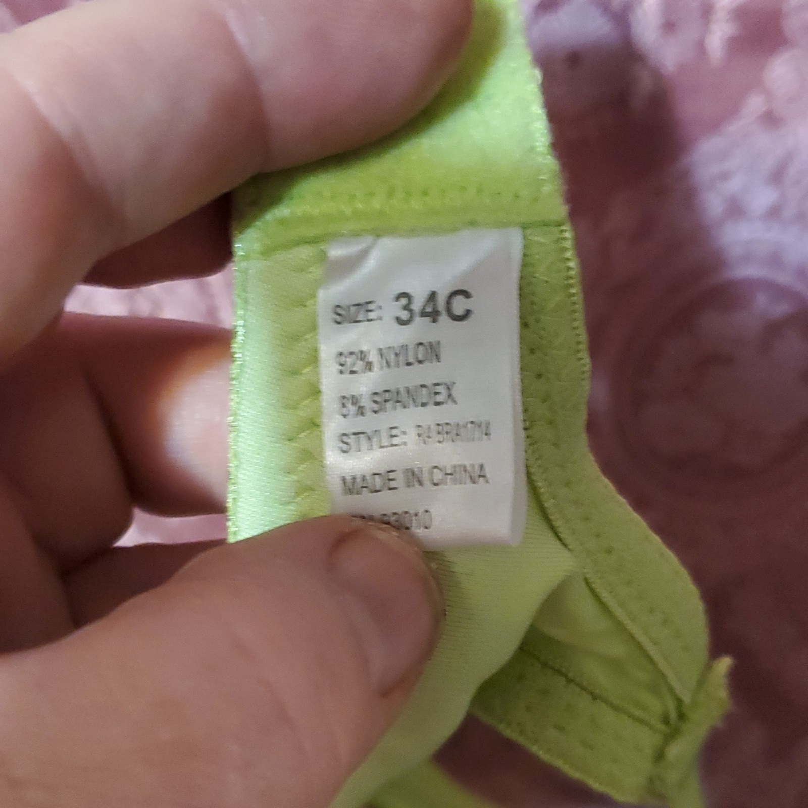 Green Lace Floral Underwire Bra 34C Full Coverage - photo 2