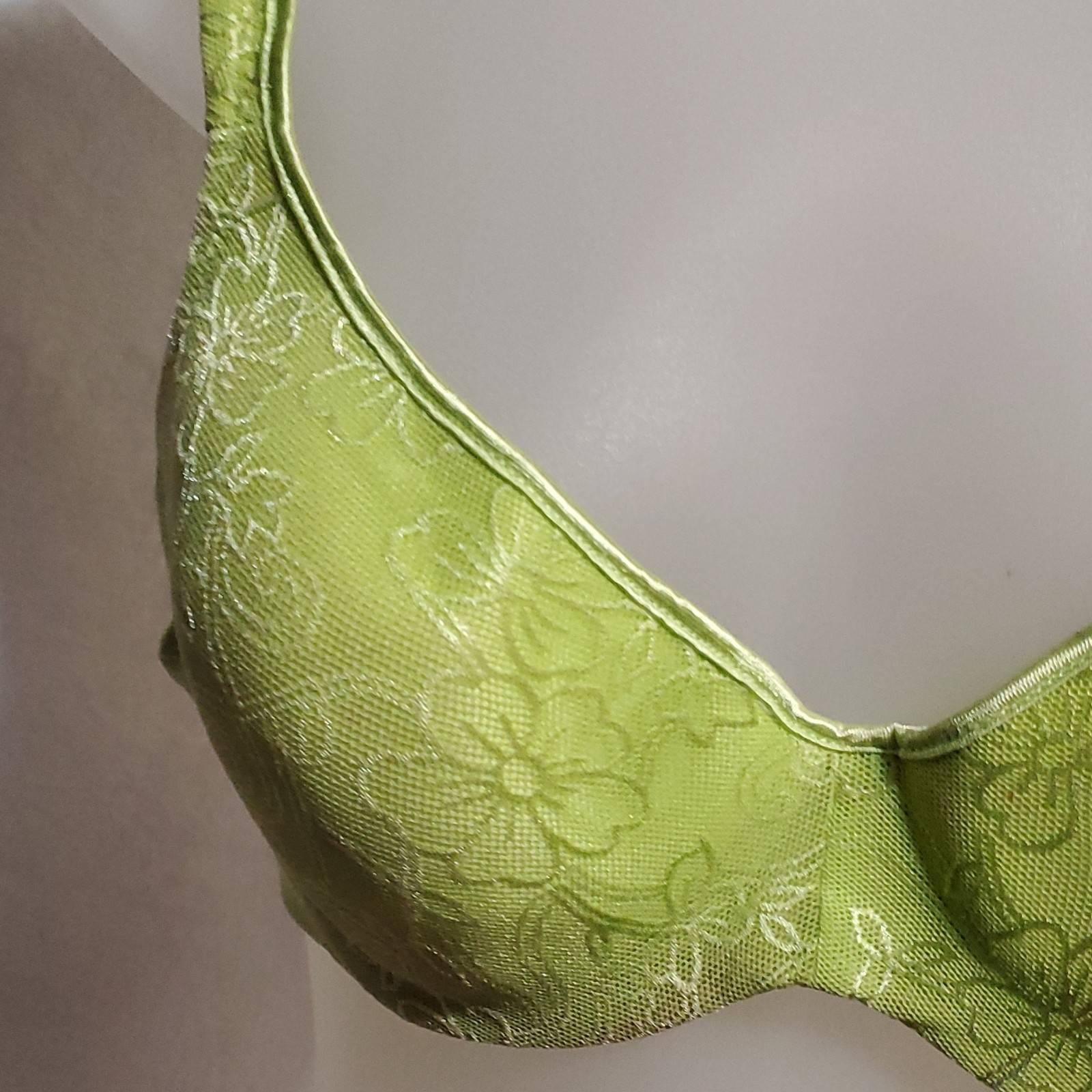Green Lace Floral Underwire Bra 34C Full Coverage - photo 3