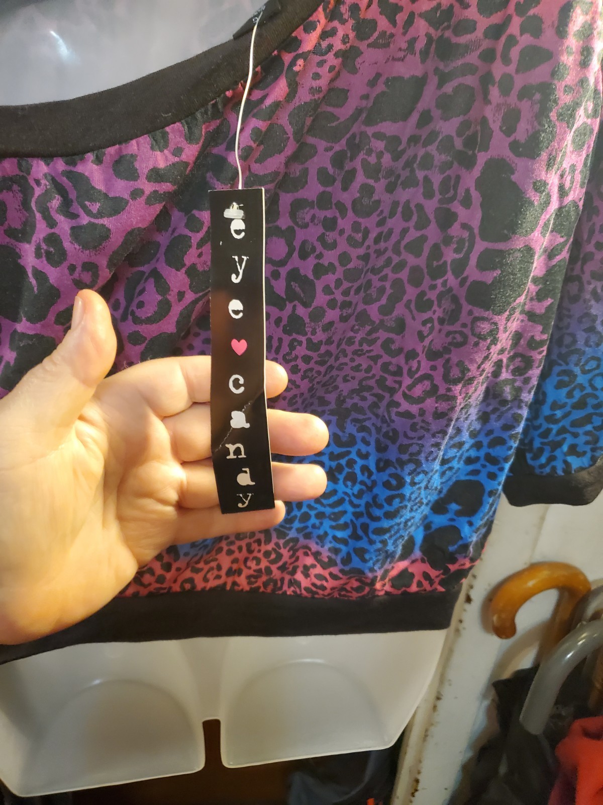 Eye Candy One Shoulder Leopard Print Blouse L - photo 2