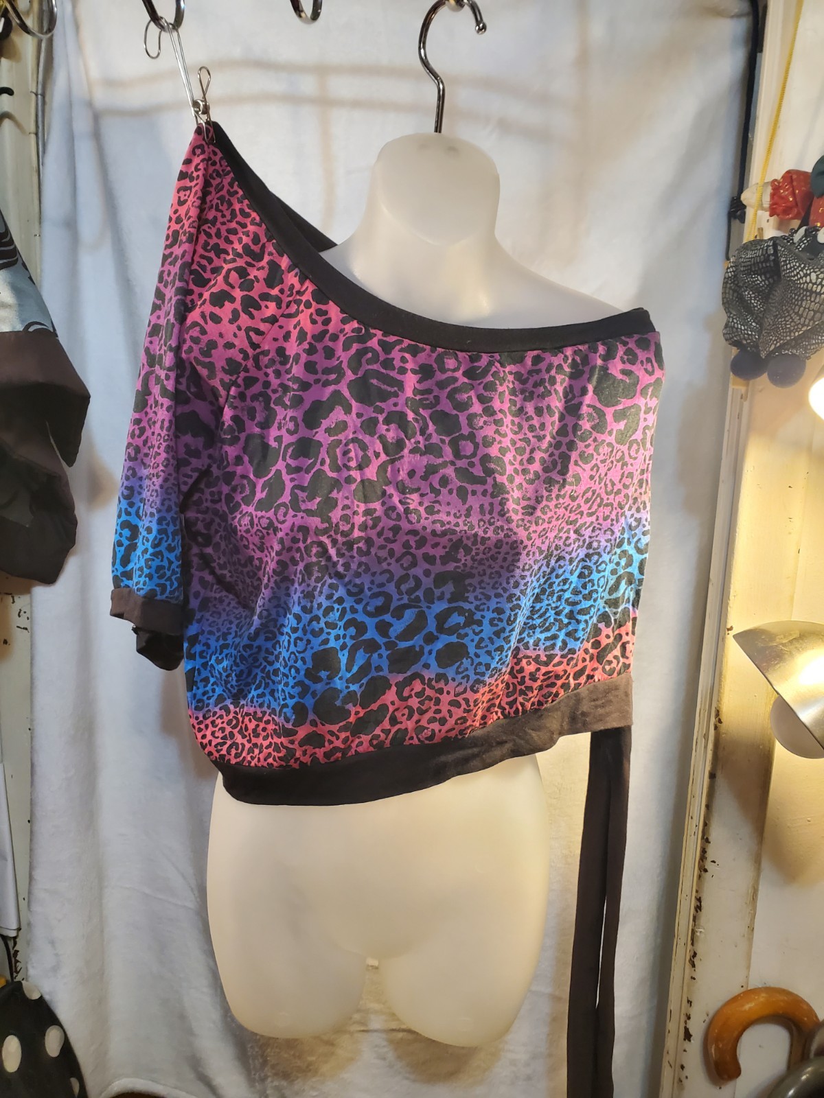 Eye Candy One Shoulder Leopard Print Blouse L - photo 4