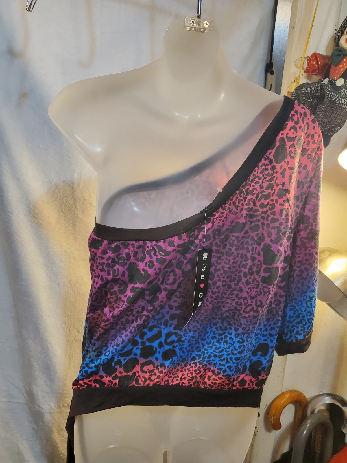Eye Candy One Shoulder Leopard Print Blouse L - photo 5