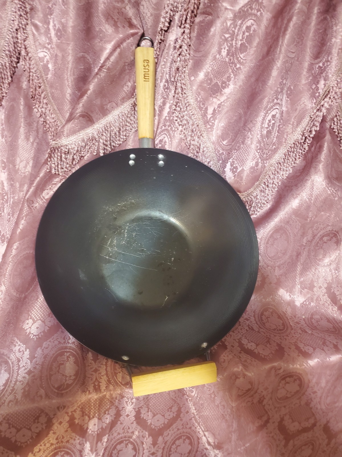 Big Black Wok with Wooden Handle