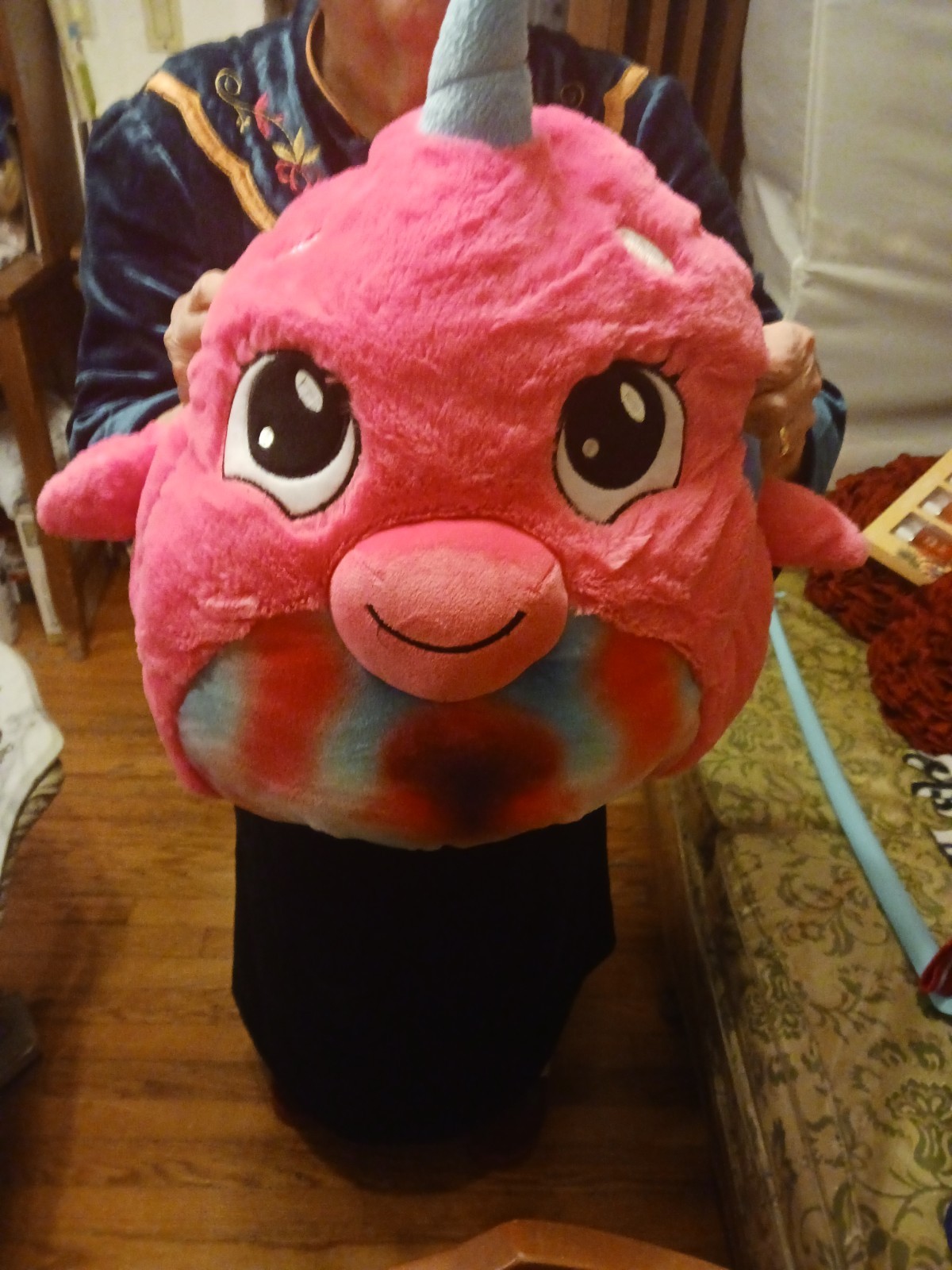 Pink Blue Plush Narwhal Costume Headgear