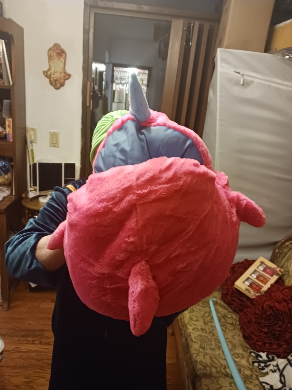 Pink Blue Plush Narwhal Costume Headgear - photo 3