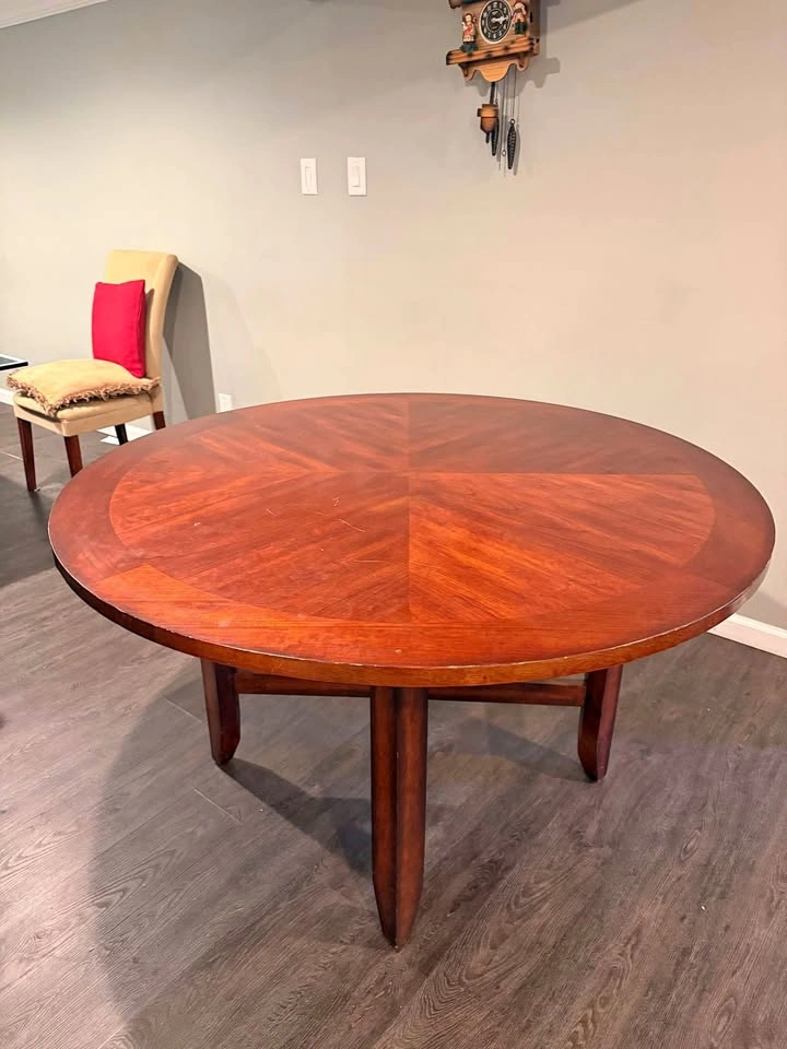 Round Wood Dining Table 54" Diameter, 31" Height