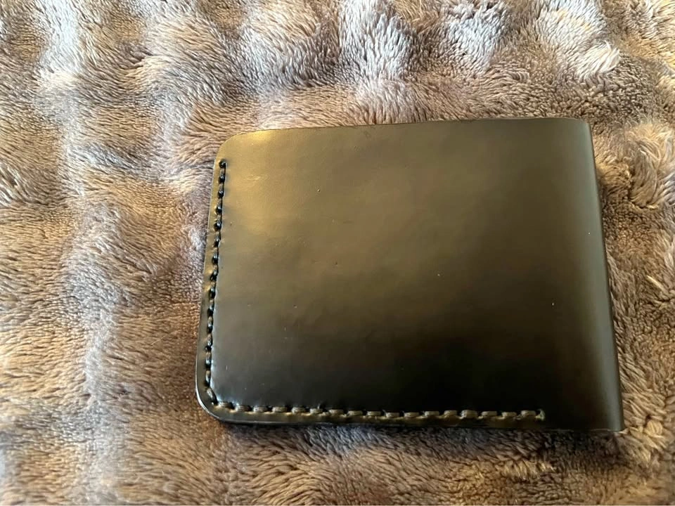 Black Full Grain Leather Wallet - Handmade