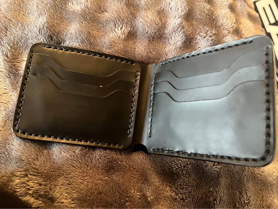 Black Full Grain Leather Wallet - Handmade - photo 2