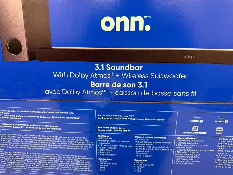 ONN 3.1 Soundbar with Dolby Atmos + Wireless Subwoofer - photo 4