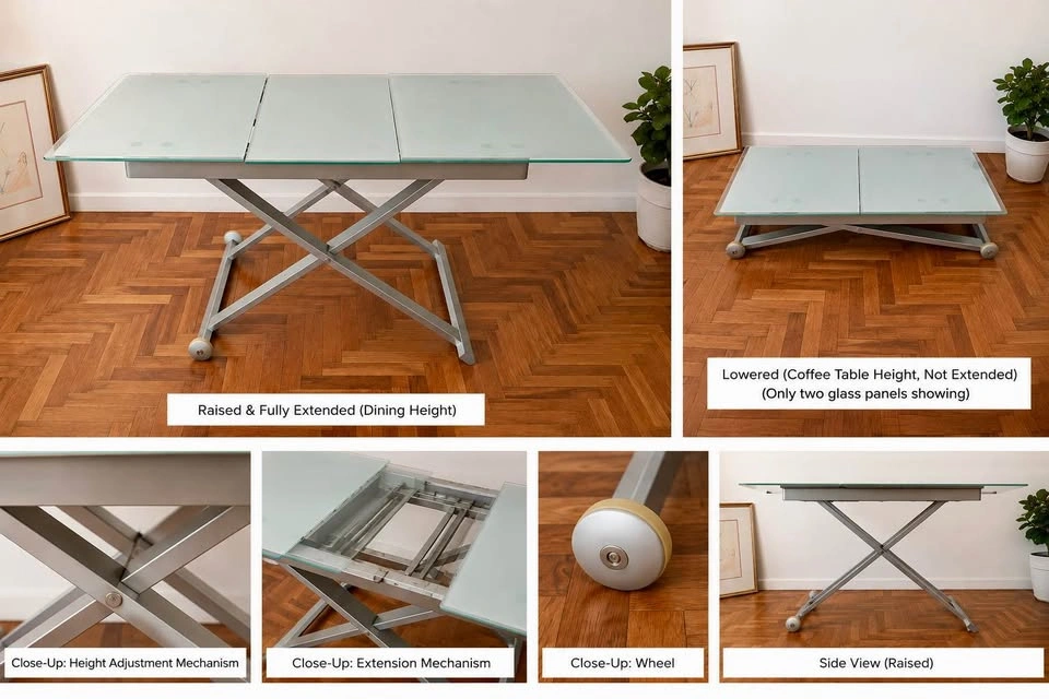 Calligaris Eleven Convertible Coffee-to-Dining Table | Frosted G - photo 3