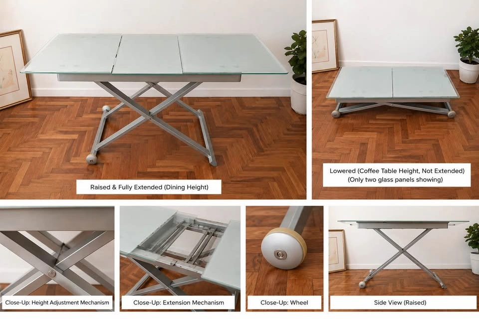 Calligaris Eleven Convertible Coffee-to-Dining Table | Frosted G - photo 2