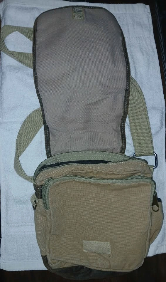 Khaki/Brown Canvas Crossbody Sling Bag - photo 2