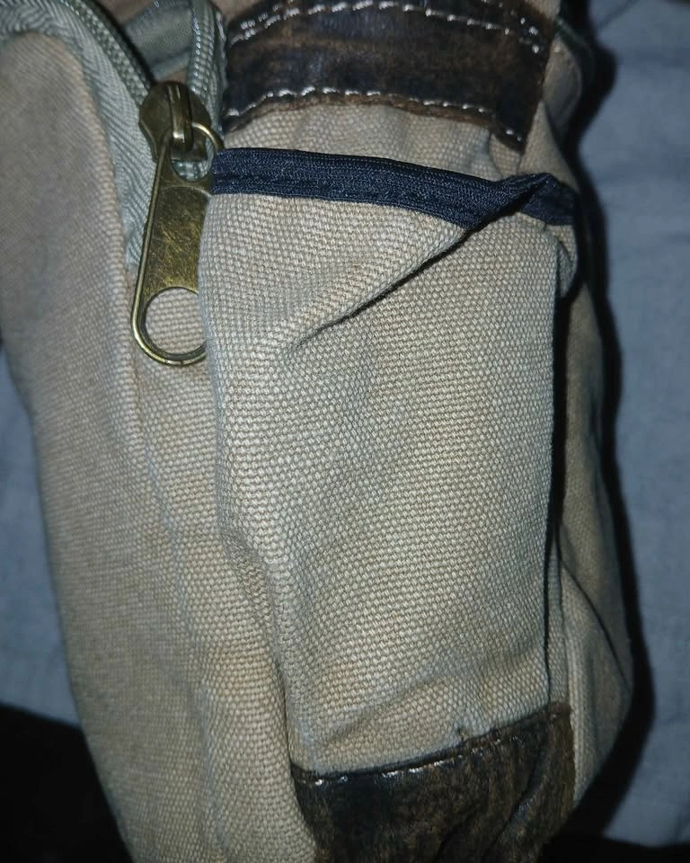 Khaki/Brown Canvas Crossbody Sling Bag - photo 3