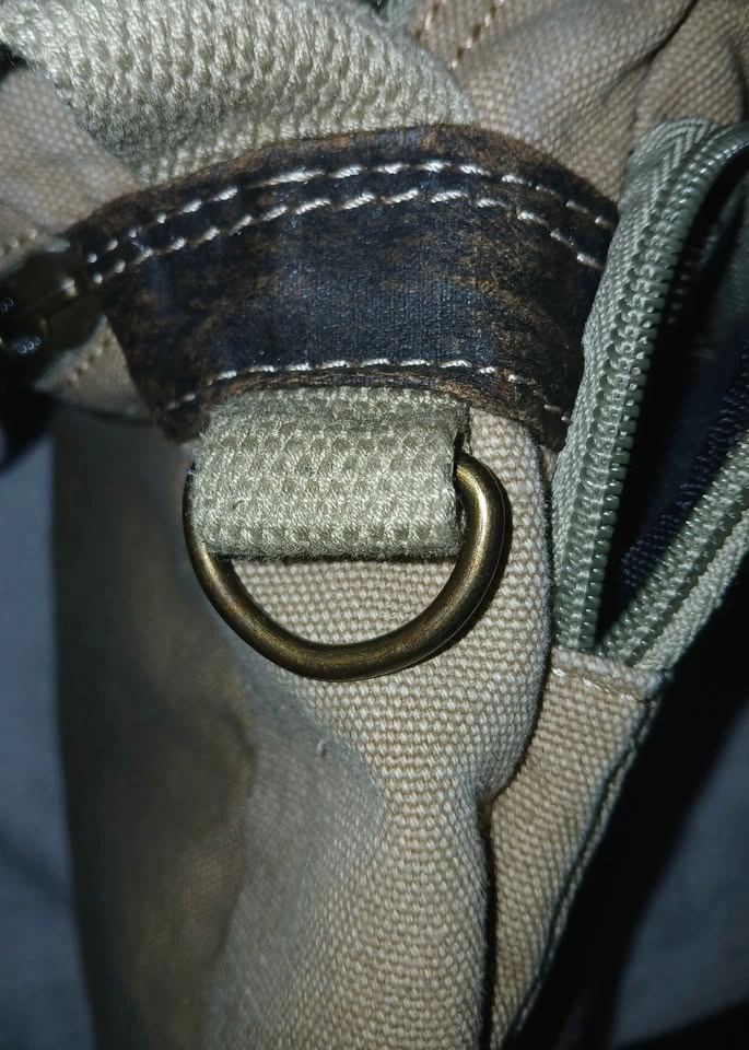 Khaki/Brown Canvas Crossbody Sling Bag - photo 4