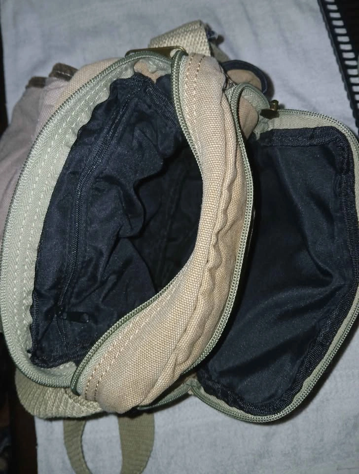 Khaki/Brown Canvas Crossbody Sling Bag - photo 5