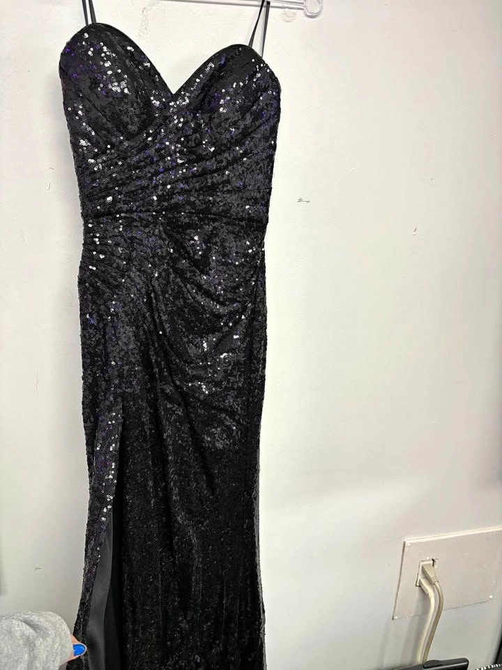 Black Strapless Sequin Prom Dress XS