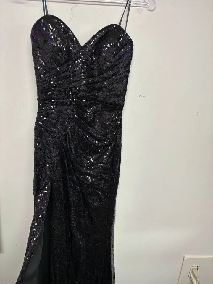 Black Strapless Sequin Prom Dress XS - photo 2