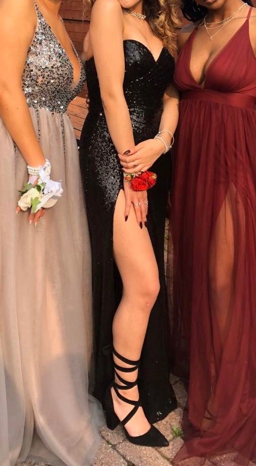 Black Strapless Sequin Prom Dress XS - photo 4